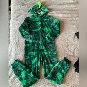 Boys fuzzy Dino onesie with hood size 7/8